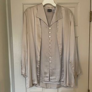 100% Silk Women Two-Piece Dress Blouse Sz: M